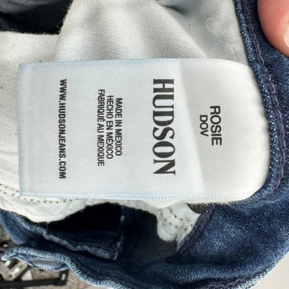 Hudson Rosie Wide Leg High Rise Jeans Dark Wash Wm Size 33 Button Fly Raw Hem - Picture 7 of 8